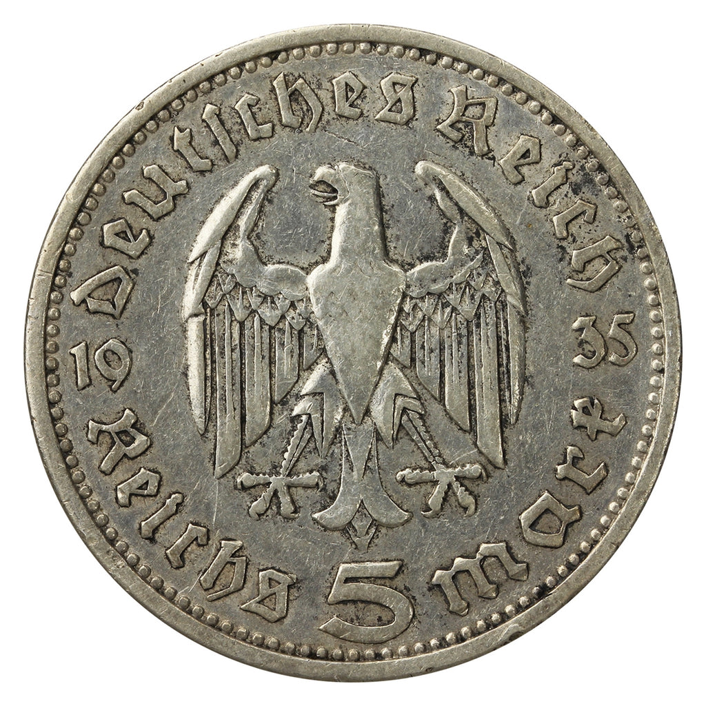 German Third Reich 1935A Hindenburg 5 Marks F-VF (F15)