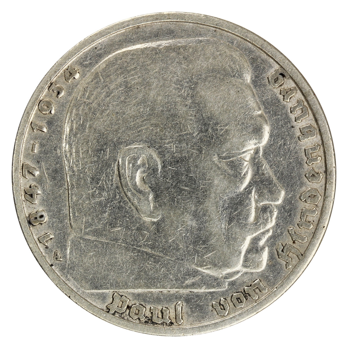 German Third Reich 1935A Hindenburg 5 Marks F-VF (F15)