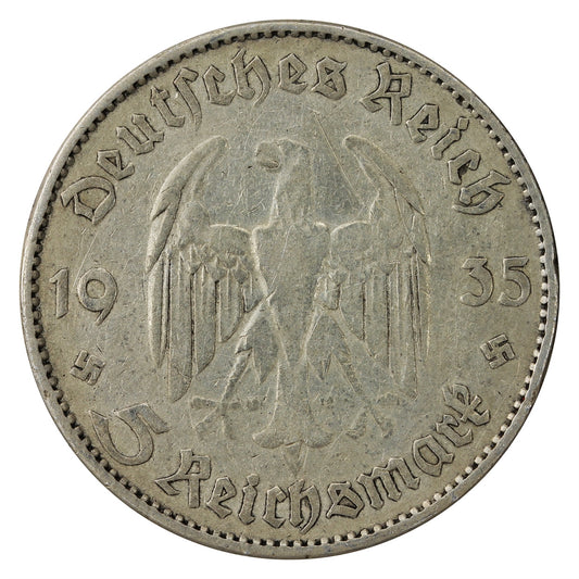 German Third Reich 1935E Potsdam 5 Mark Fine (F12)