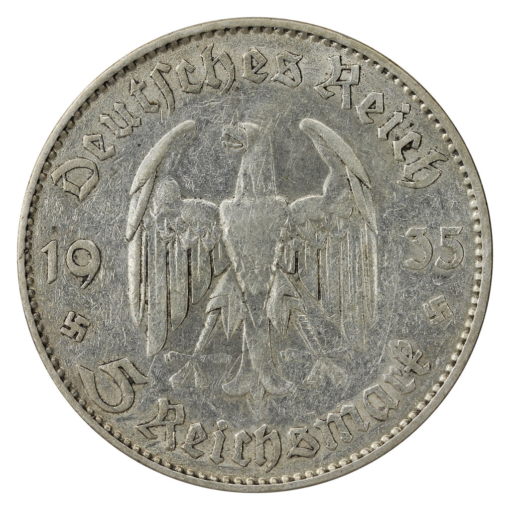 German Third Reich 1935J Potsdam 5 Marks Very Fine (VF20)