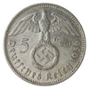 German Third Reich 1936F Swastika 5 Marks EF-AU (EF45)