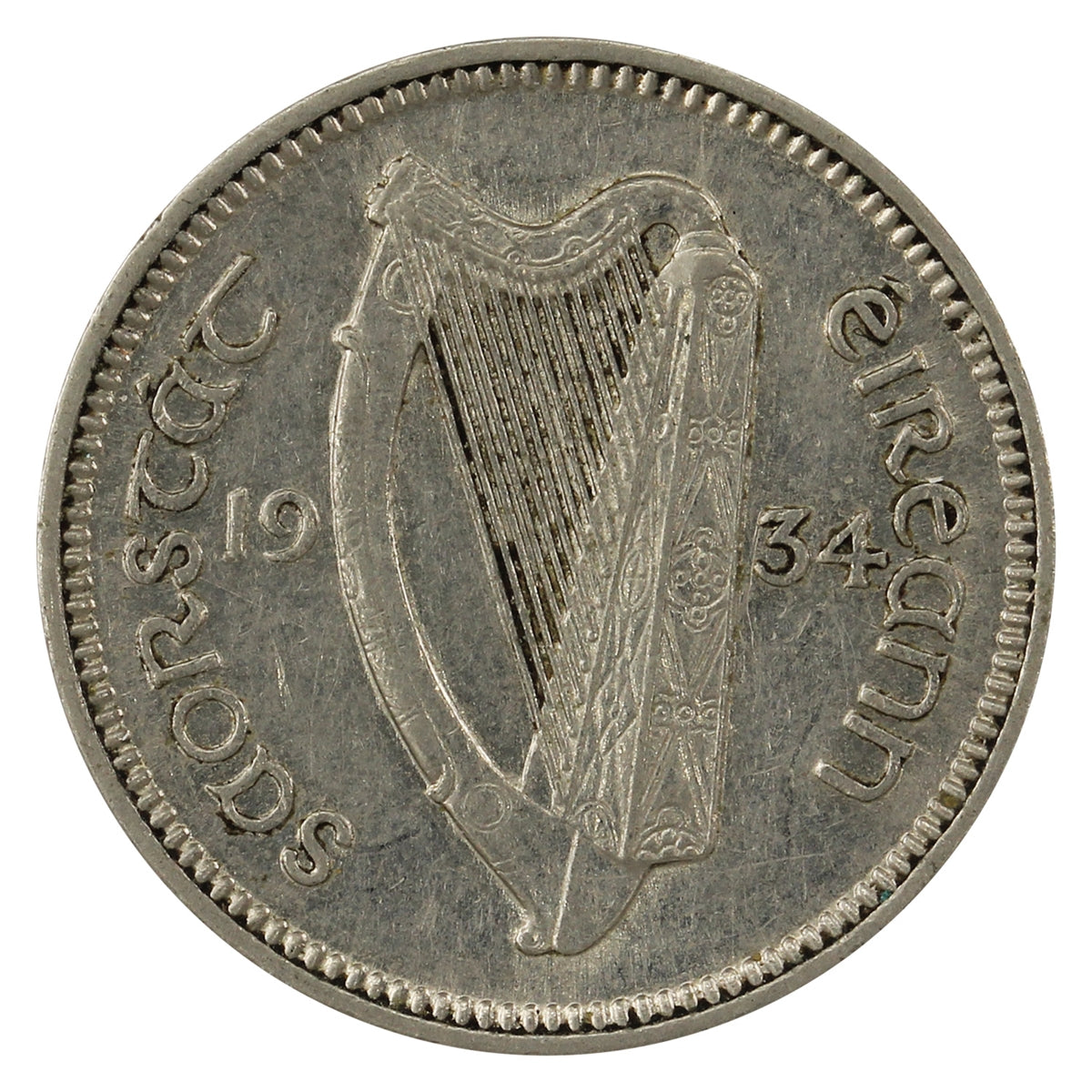 Ireland 1934 3 Pence Almost Uncirculated (AU50)