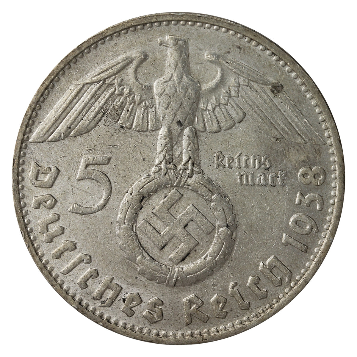 German Third Reich 1938D 5 Marks VF-EF (VF30)