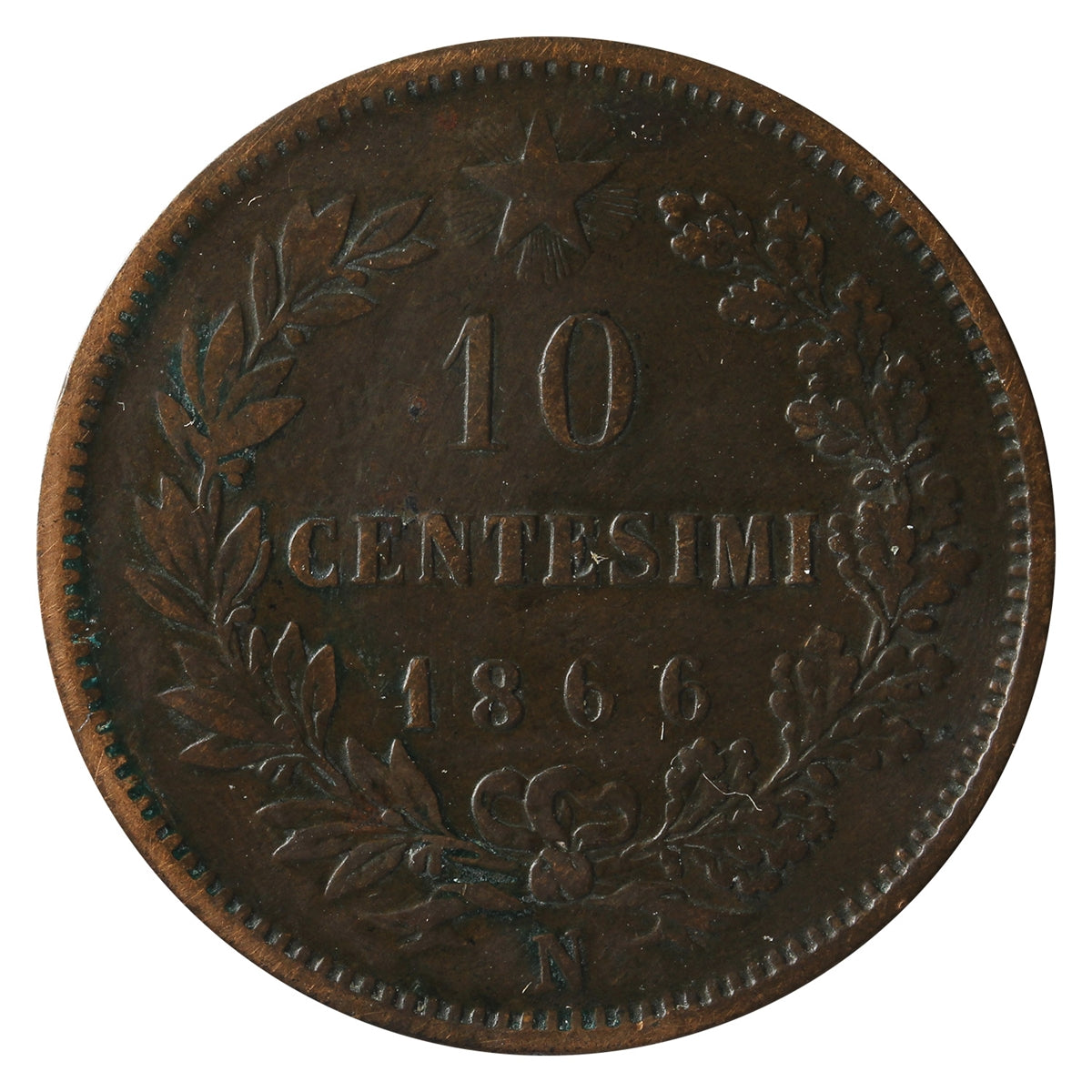 Italy 1866N 10 Centesimi F-VF (F15)