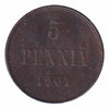 Finland 1901 5 Pennia VF-EF (VF30) $