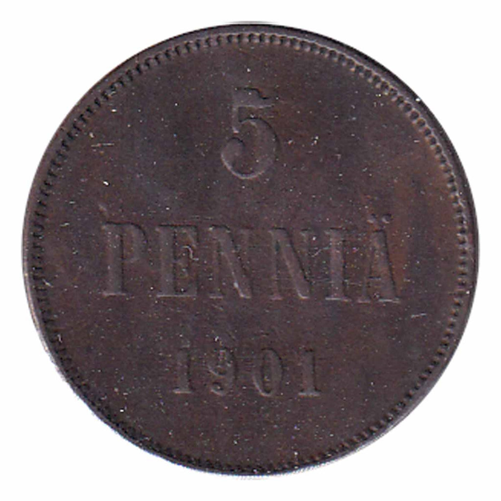 Finland 1901 5 Pennia VF-EF (VF30) $