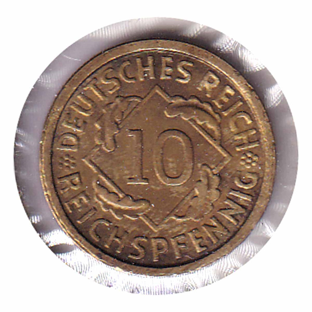 German Weimar Republic 1926A 10 Pfennig Uncirculated (MS60) $