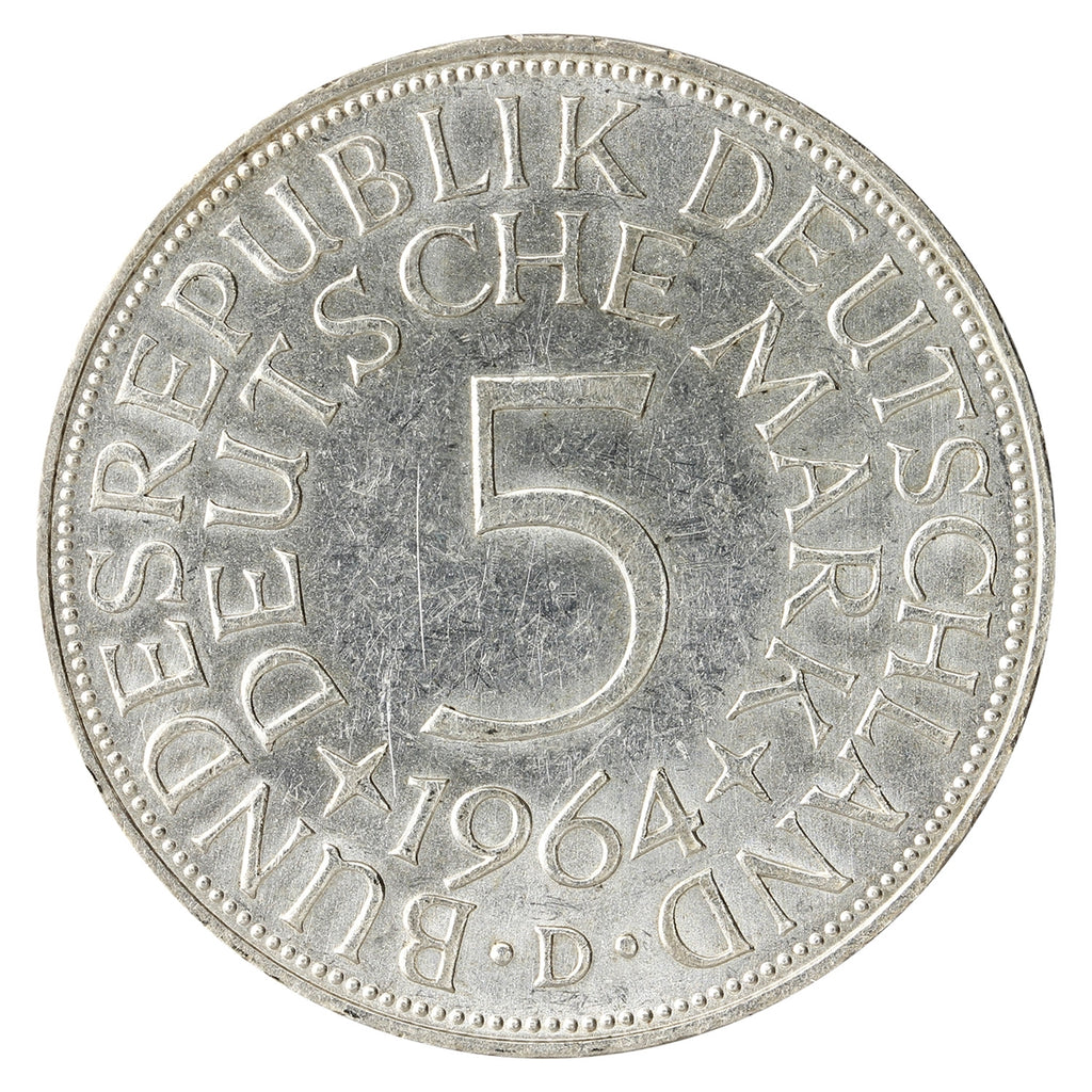 Germany 1964D 5 Marks AU-UNC (AU55) $