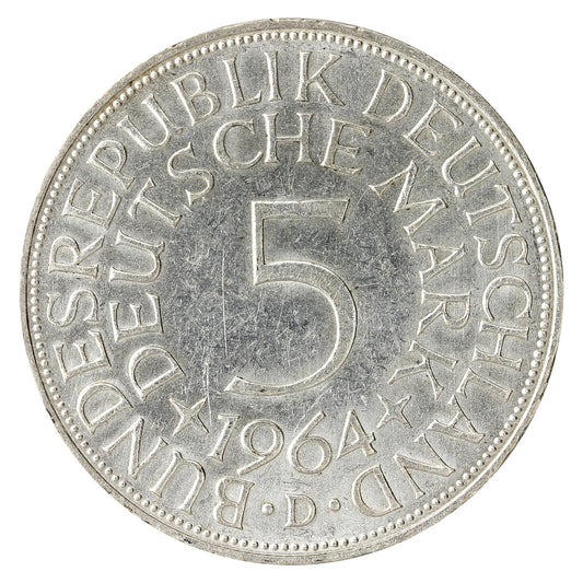 Germany 1964D 5 Marks AU-UNC (AU55) $