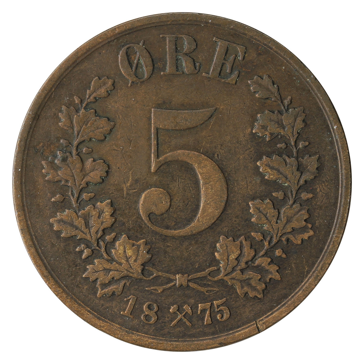 Norway 1875 5 Ore Very Fine (VF-20) $