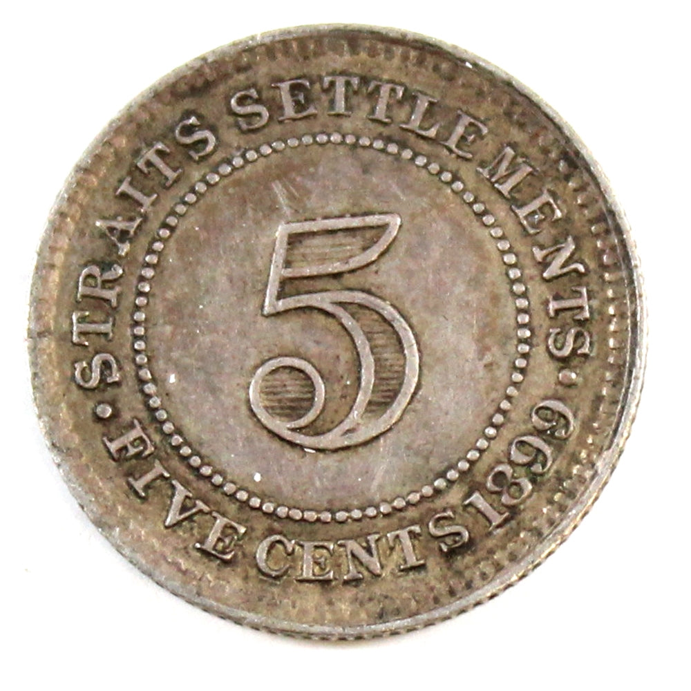 Straits Settlements 1899 5 Cents Extra Fine (EF40) $