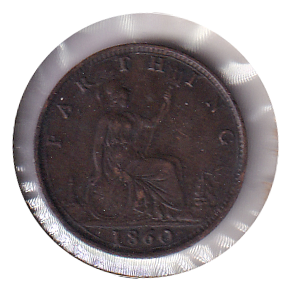 Great Britain 1860 Toothed Border Farthing Extra Fine (EF40) $