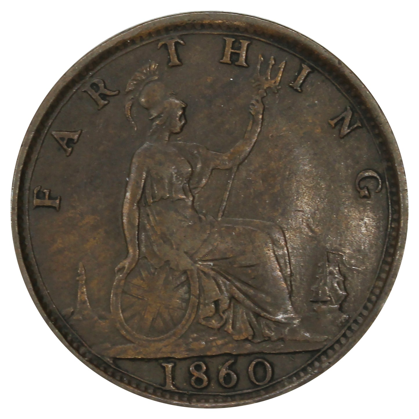 Great Britain 1860 Toothed Border Farthing Extra Fine (EF40)