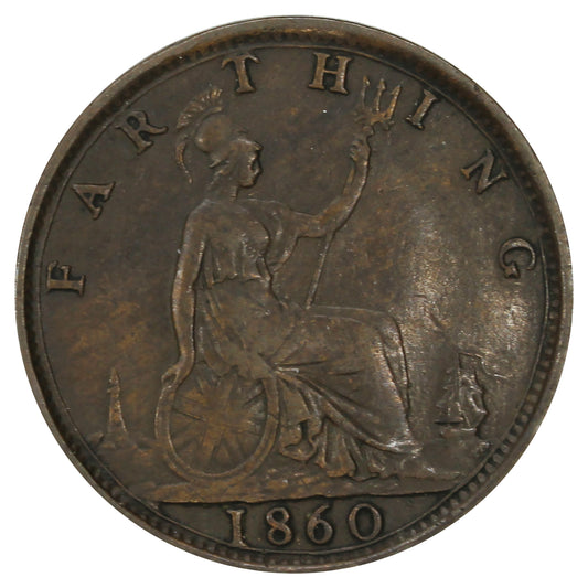 Great Britain 1860 Toothed Border Farthing Extra Fine (EF40)