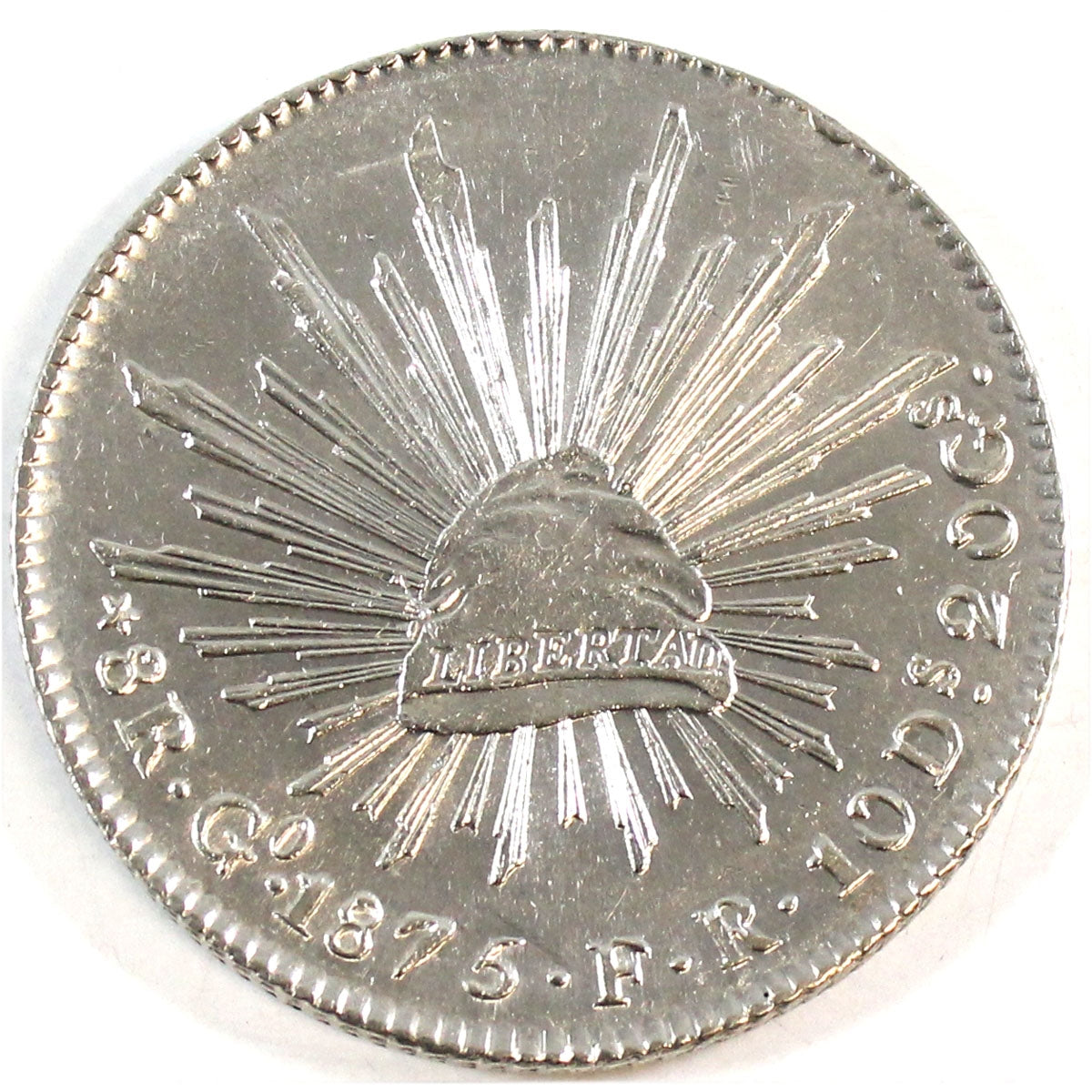 Mexico 1875GOFR Circle with Dot on Eagle 8 Reales Brilliant Uncirculated (MS63)