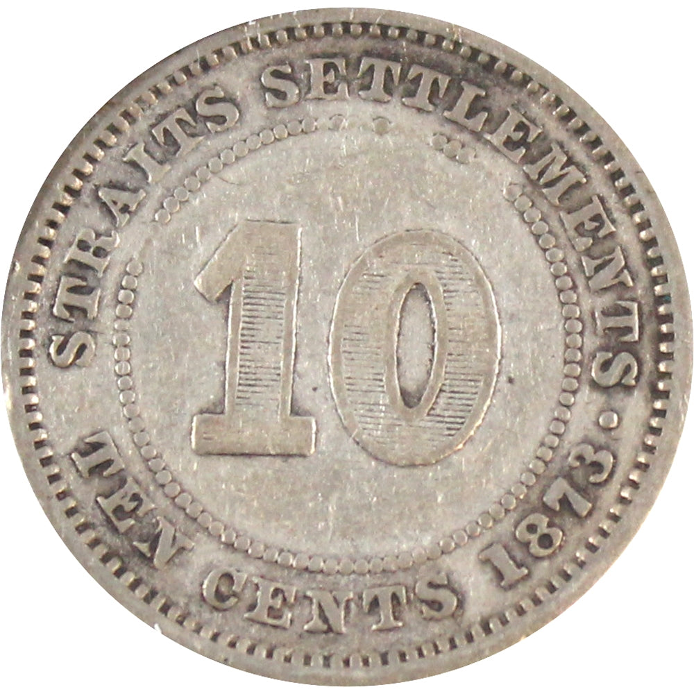 Straits Settlements 1873 10 Cents Very Good (VG8)