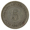 Straits Settlements 1877 5 Cents F-VF (F15)