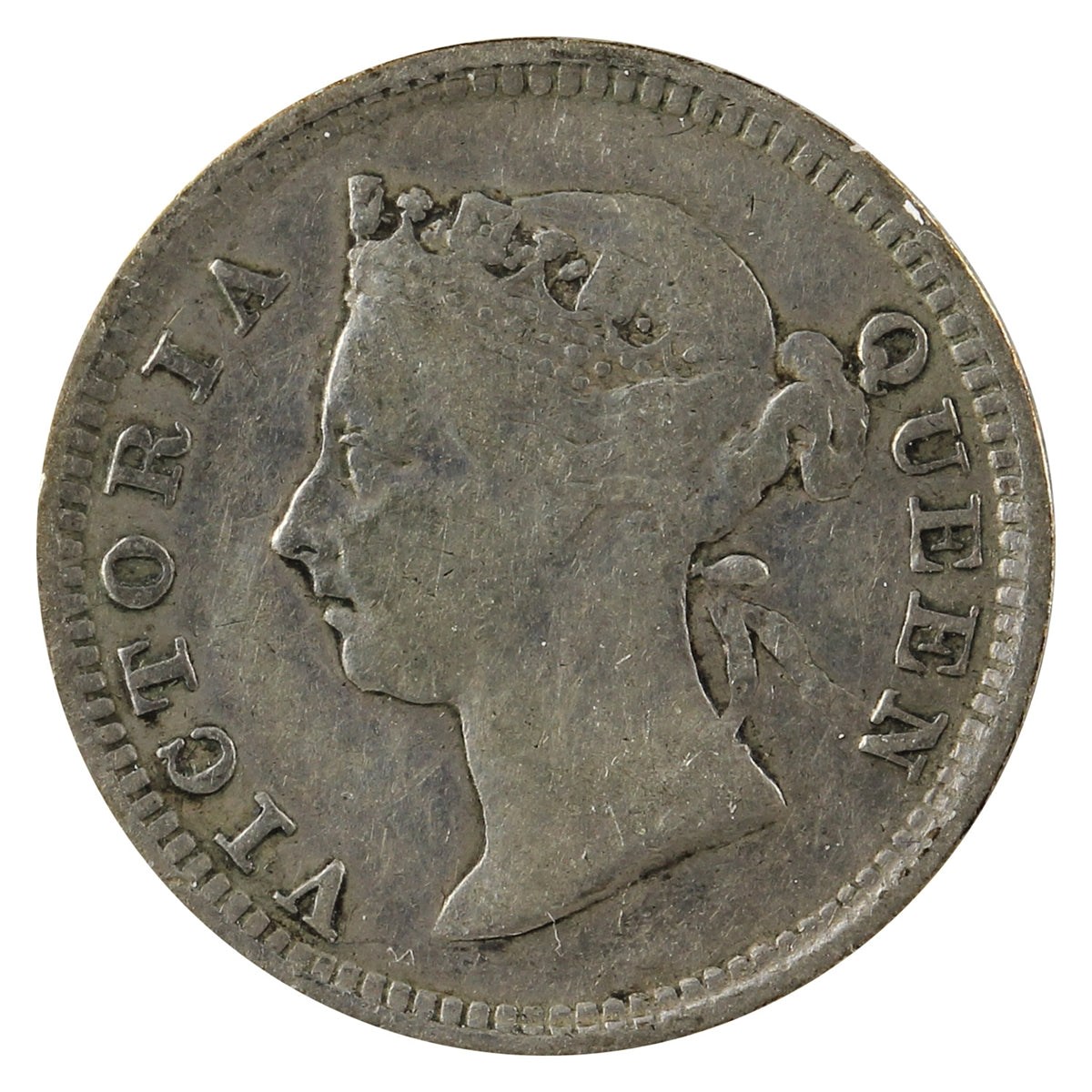 Straits Settlements 1877 5 Cents F-VF (F15)