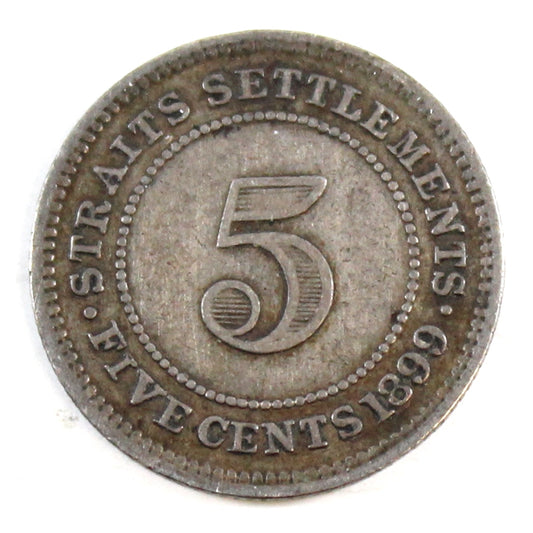 Straits Settlements 1899 5 Cents FIne (F12)