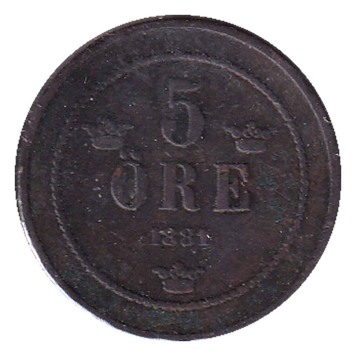 Sweden 1881 5 Ore Very Fine (VF20)