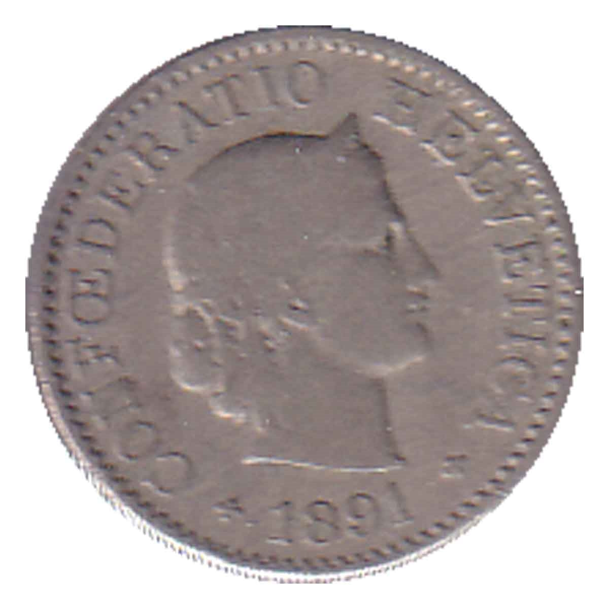 Switzerland 1891B 5 Rappen Fine (F-12)