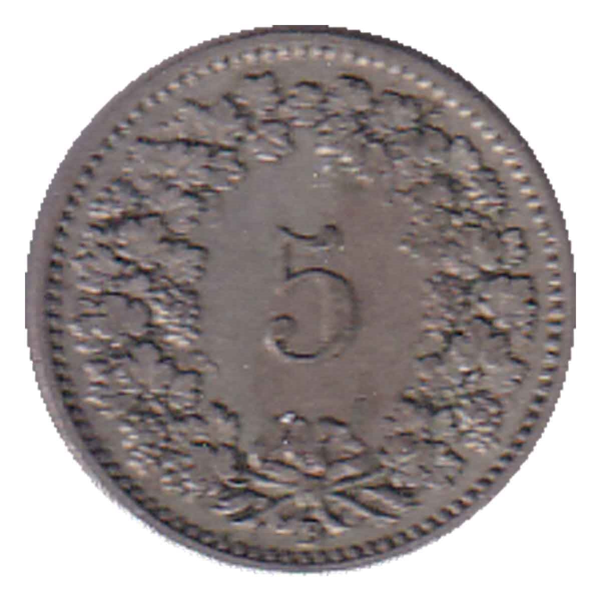 Switzerland 1897B 5 Rappen VF-EF (VF-30)