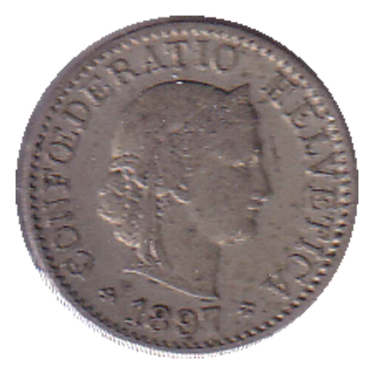 Switzerland 1897B 5 Rappen VF-EF (VF-30)