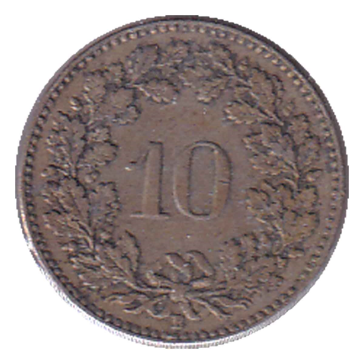 Switzerland 1915B 10 Rappen  Extra Fine (EF40)