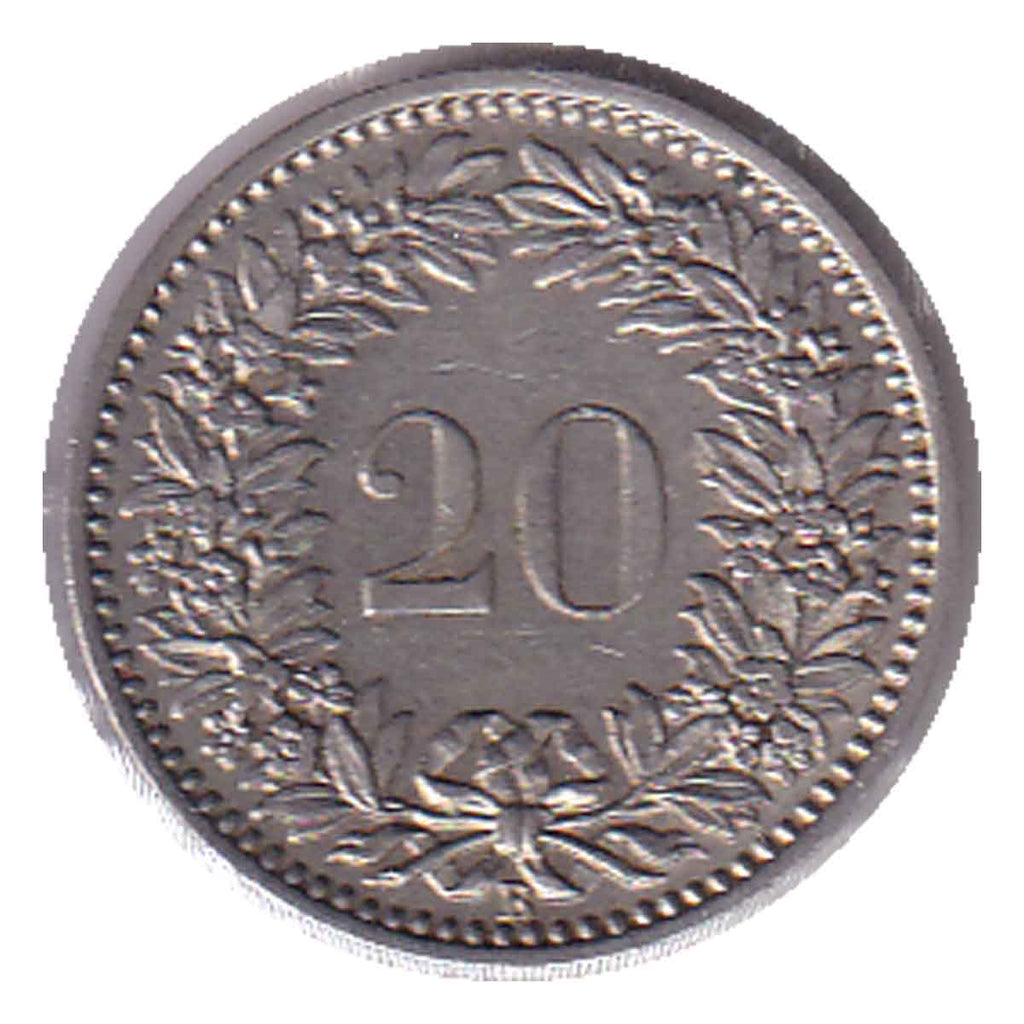Switzerland 1932B 20 Rappen Almost Uncirculated (AU50)
