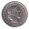 Switzerland 1933B 20 Rappen Almost Uncirculated (AU50)