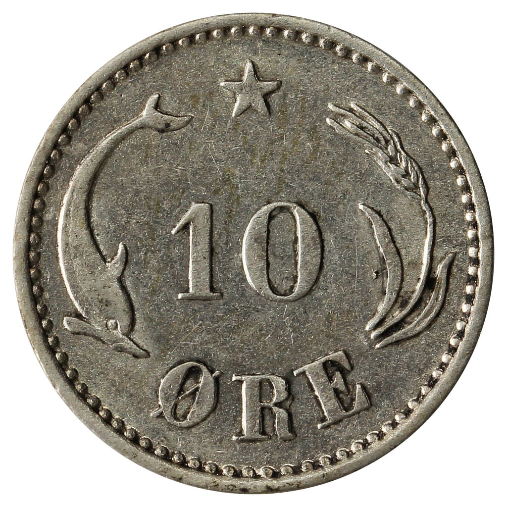 Denmark 1899H VBP 10 Ore Almost Uncirculated (AU50) $
