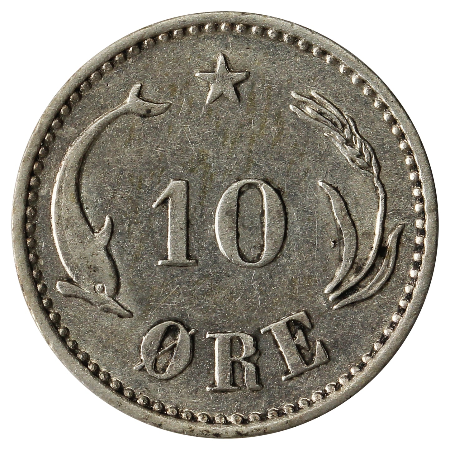 Denmark 1899H VBP 10 Ore Almost Uncirculated (AU50) $
