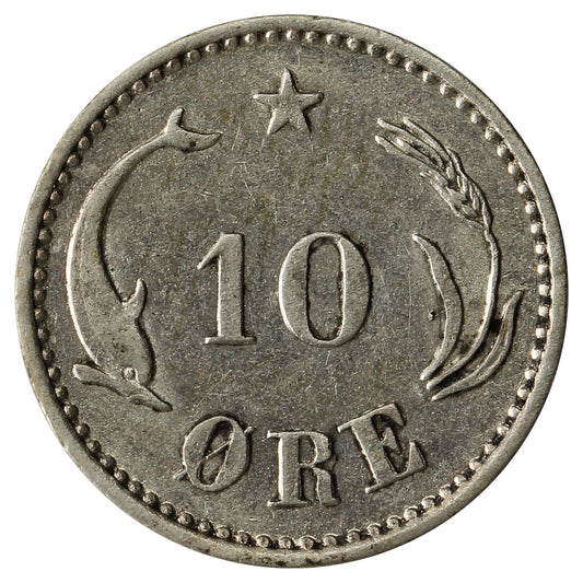 Denmark 1899H VBP 10 Ore Almost Uncirculated (AU50) $