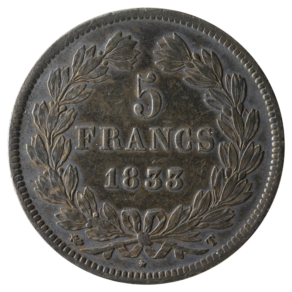 France 1833T 5 Francs VF-EF (VF30) $