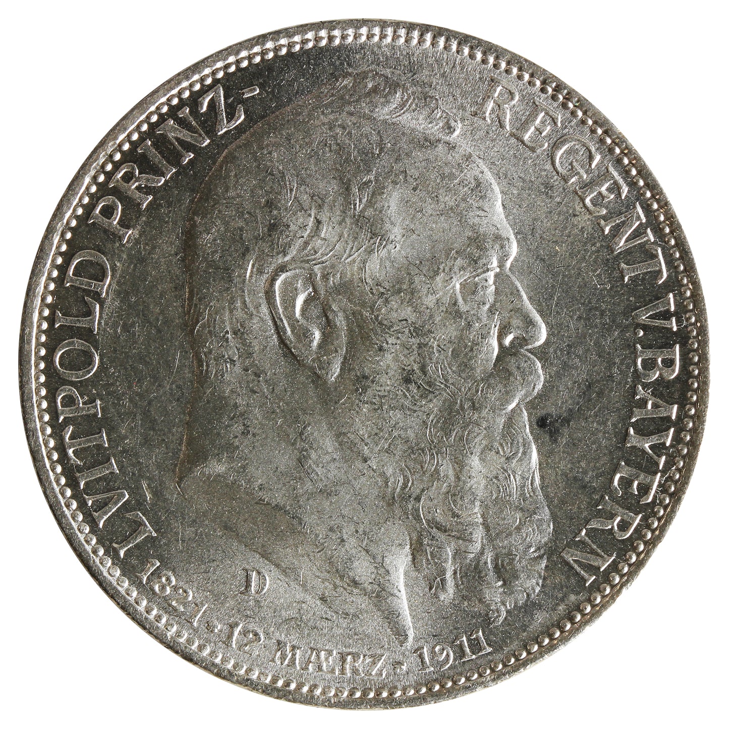 German States Bayern 1911D 3 Marks Brilliant Uncirculated (MS63) $
