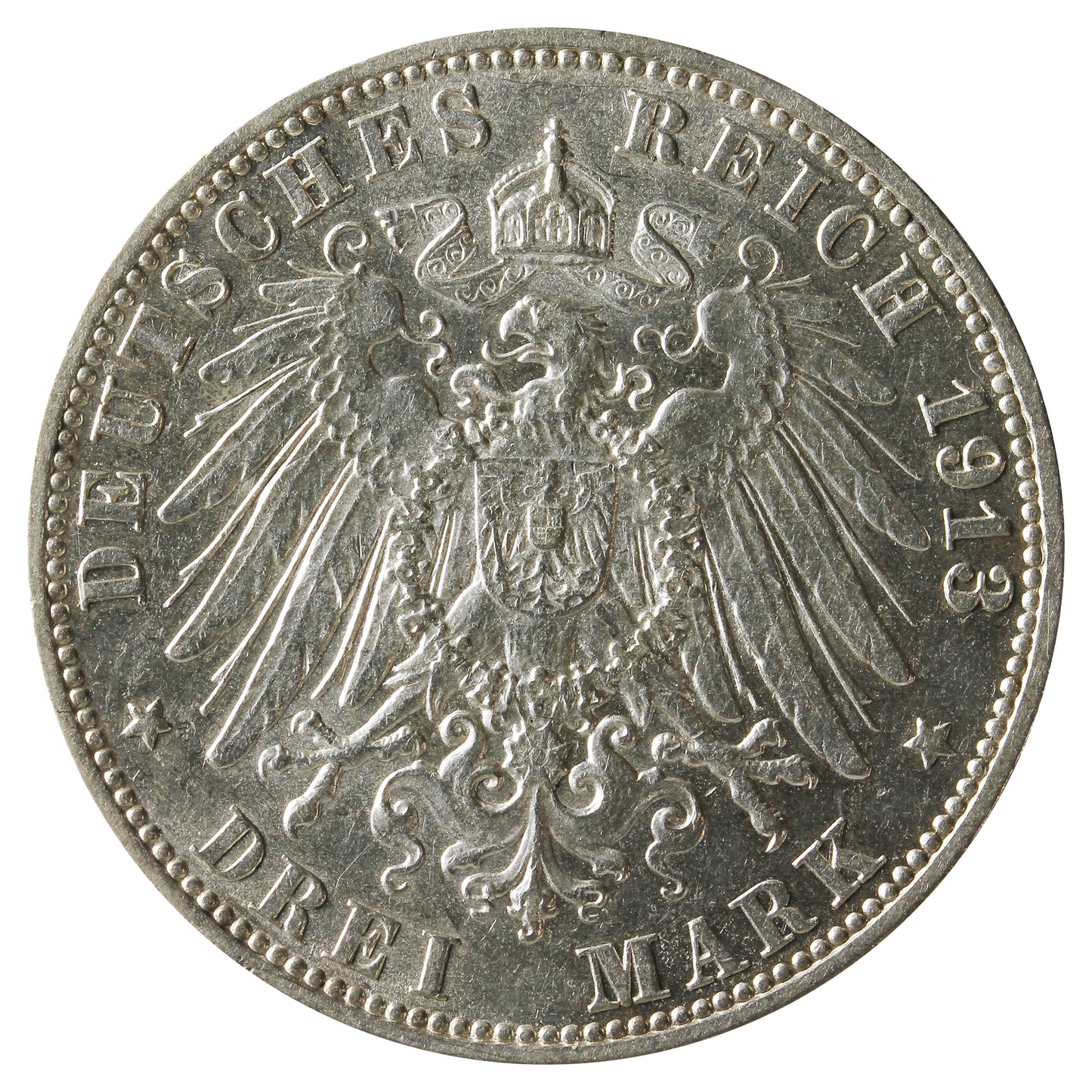 German States Hamburg 1913J 3 Marks AU-UNC (AU55) $