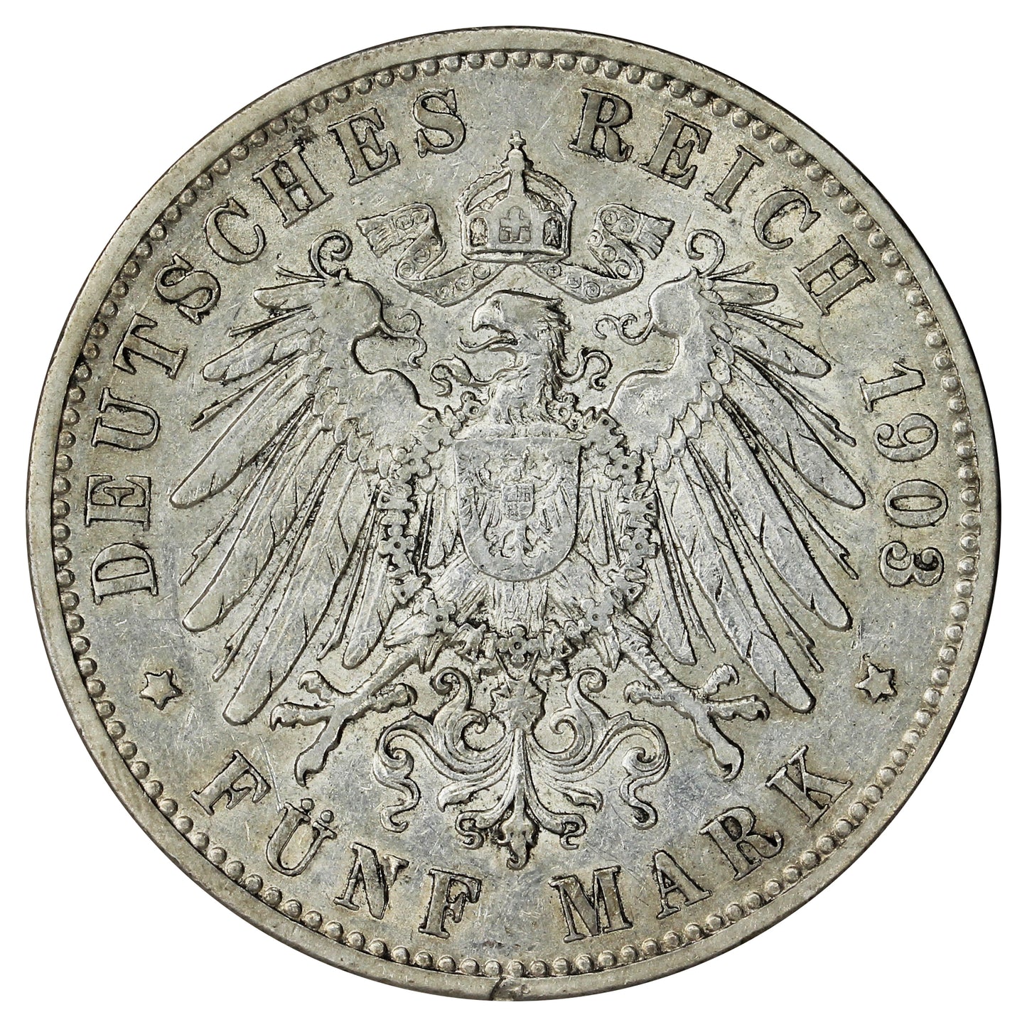 German States Hamburg 1903J 5 Marks Extra Fine (EF40) $