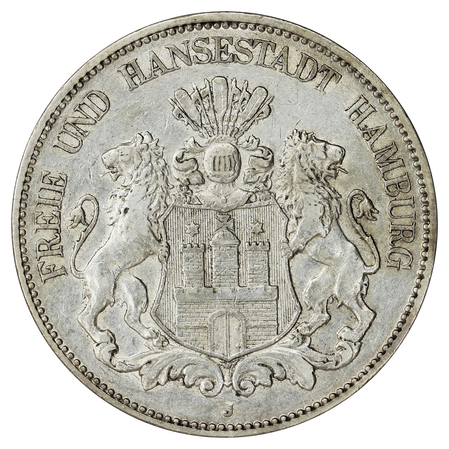 German States Hamburg 1903J 5 Marks Extra Fine (EF40) $