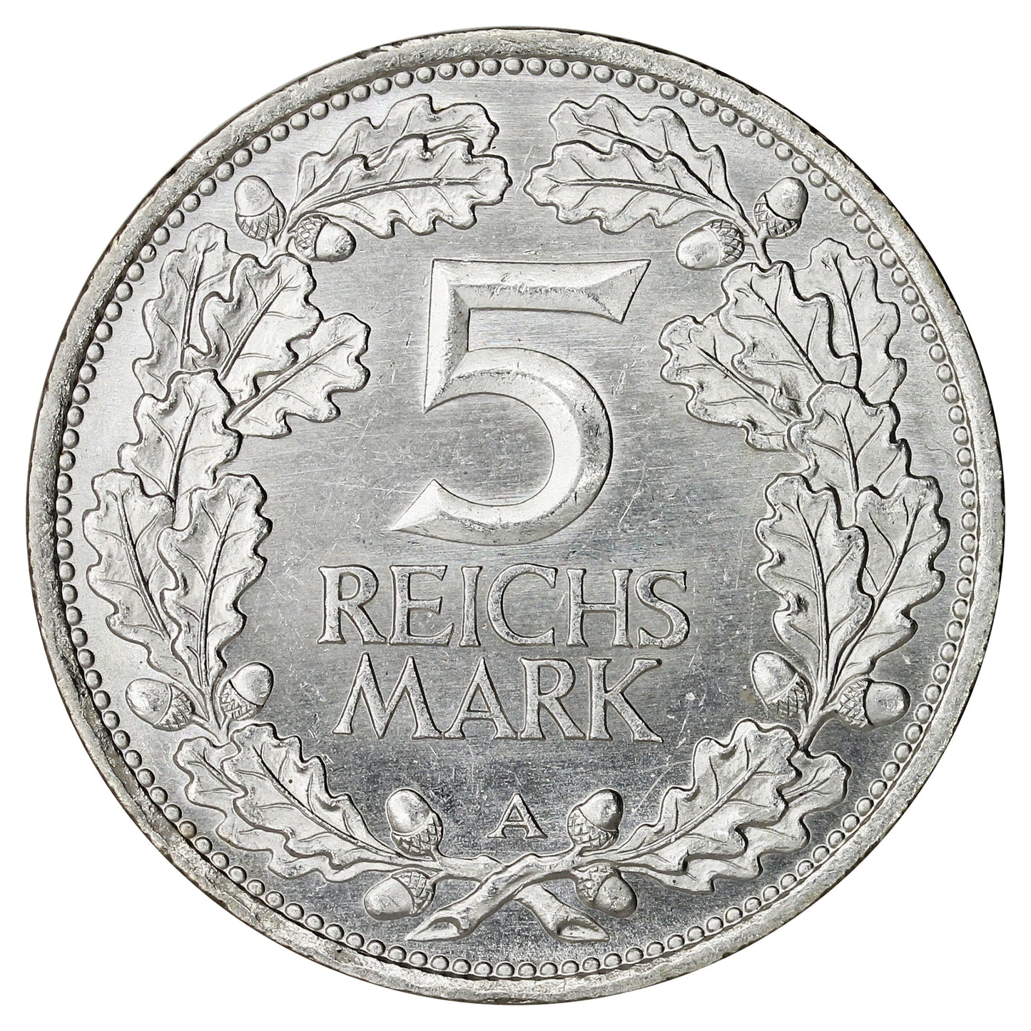 German Weimar Republic 1925A Rhineland 5 Marks UNC+ (MS62) $