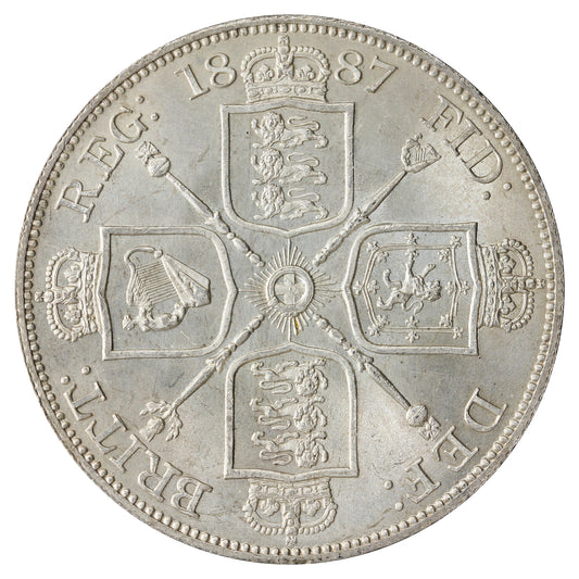 Great Britain 1887 Arabic 1 Double Florin Choice Brilliant Uncirculated (MS64) $