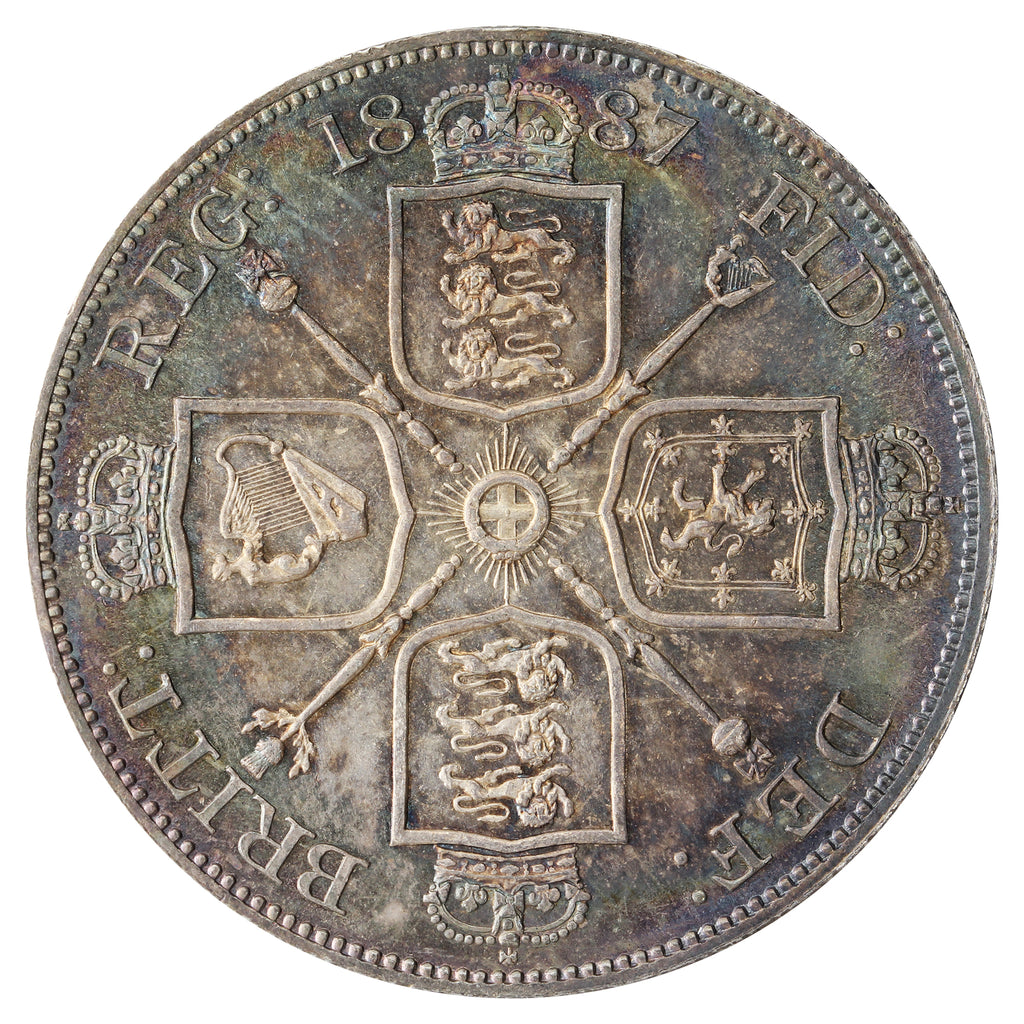 Great Britain 1887 Arabic 1 Double Florin Brilliant Uncirculated (MS63) $