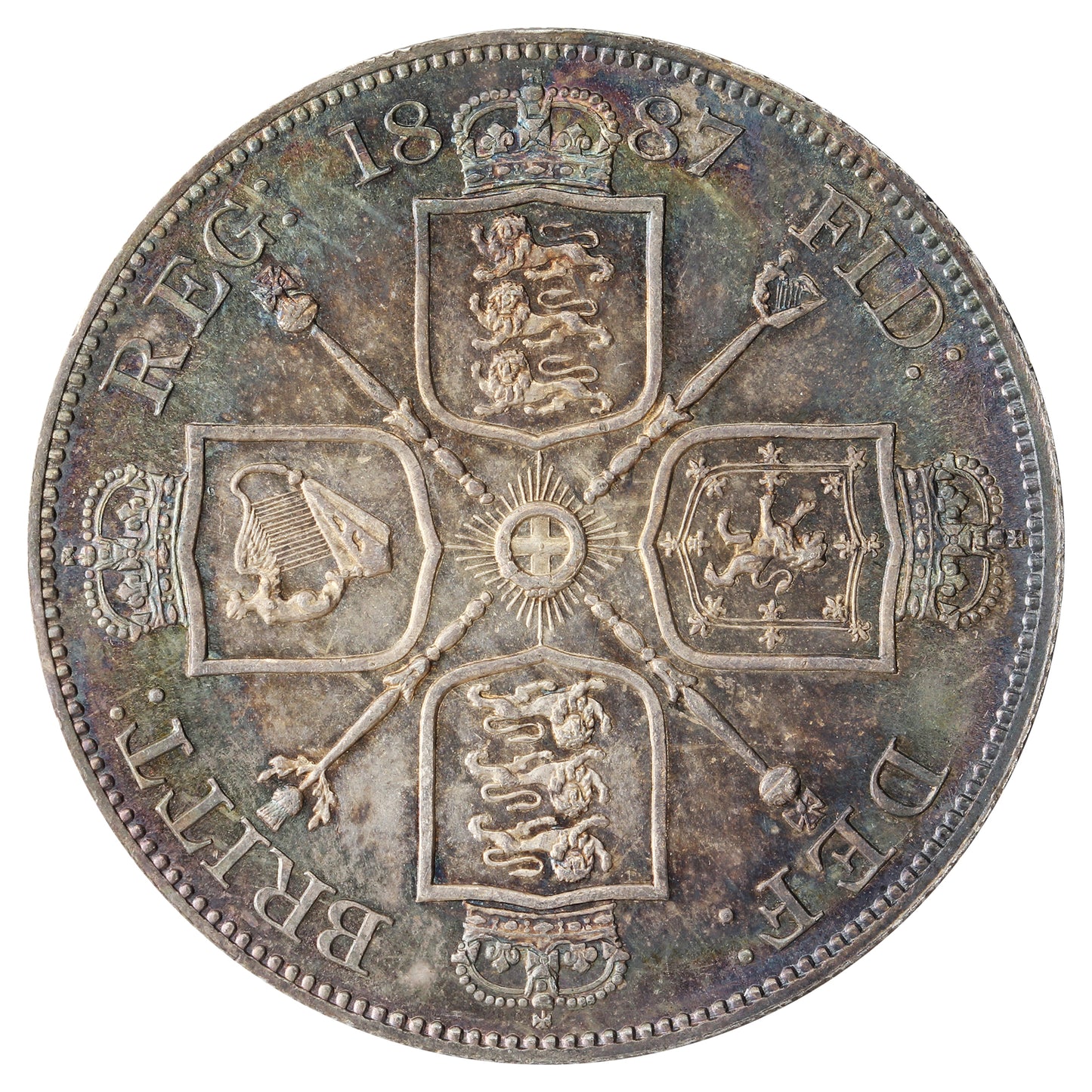 Great Britain 1887 Arabic 1 Double Florin Brilliant Uncirculated (MS63) $