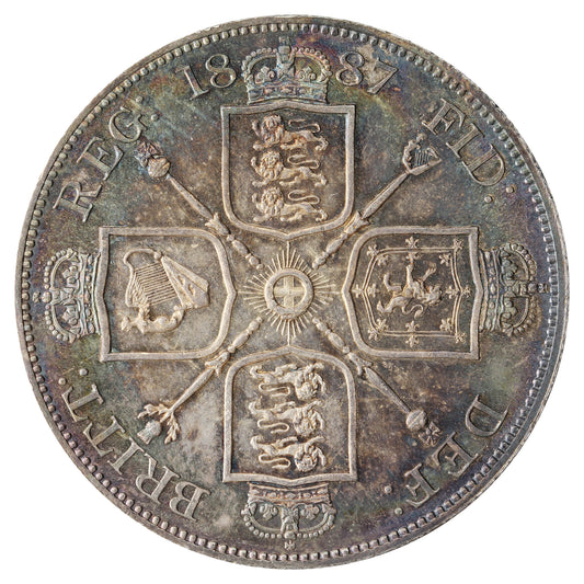 Great Britain 1887 Arabic 1 Double Florin Brilliant Uncirculated (MS63) $