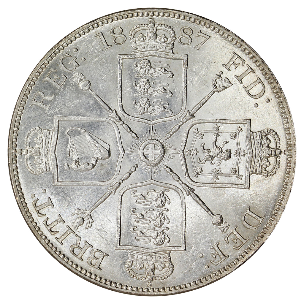 Great Britain 1887 Arabic 1 Double Florin AU-UNC (AU55) $