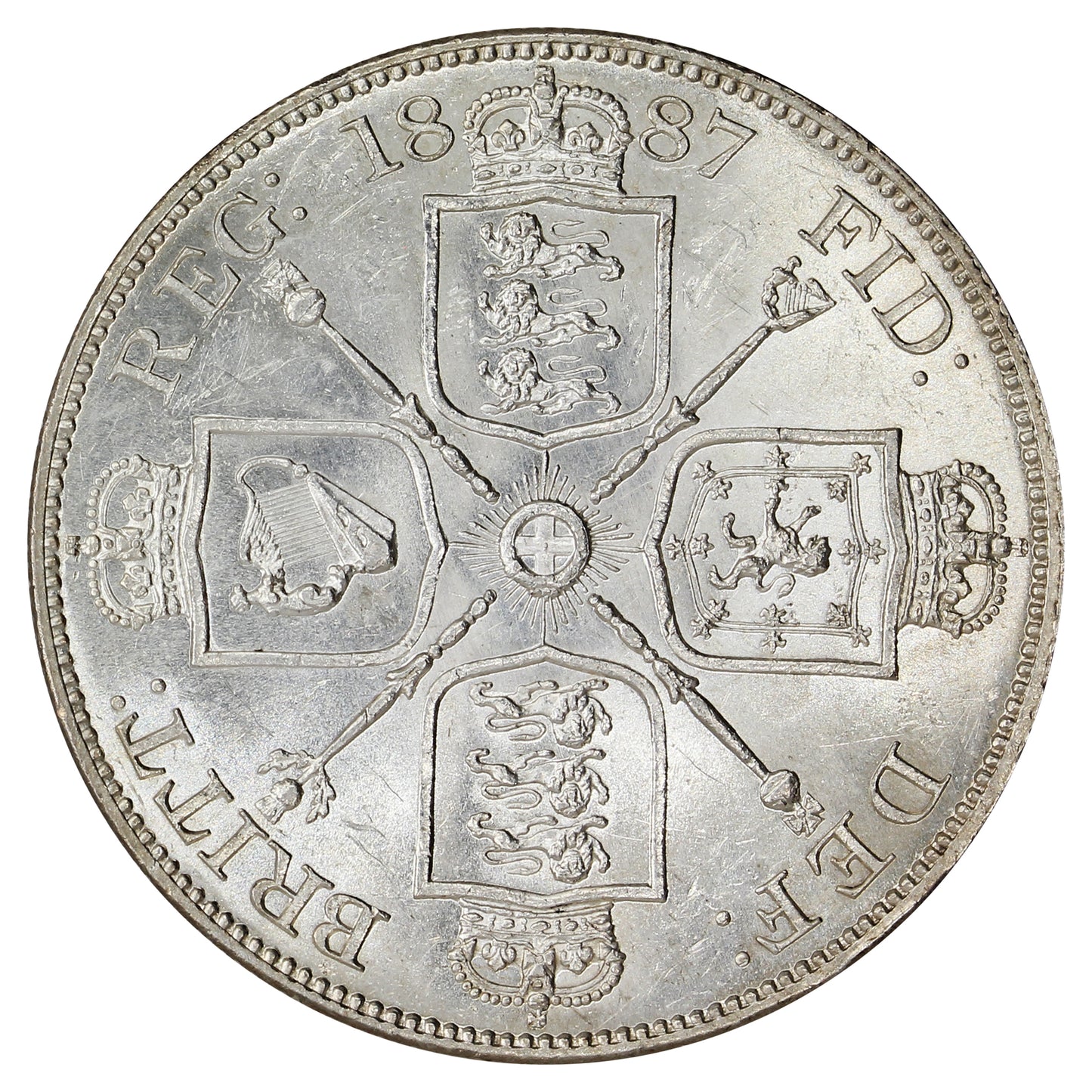 Great Britain 1887 Arabic 1 Double Florin AU-UNC (AU55) $