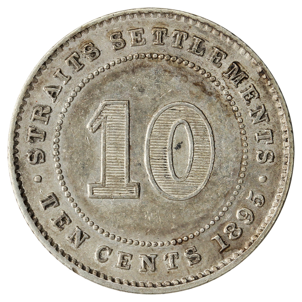 Straits Settlements 1895 10 Cents EF-AU (EF45) $