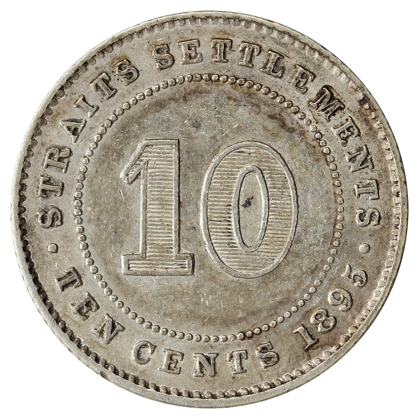 Straits Settlements 1895 10 Cents EF-AU (EF45) $