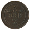 Sweden 1876 5 Ore VF-EF (VF30) $