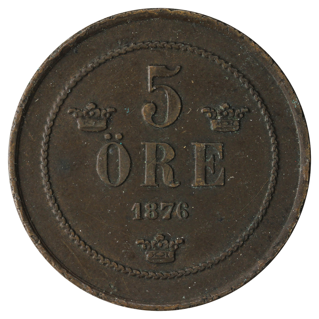 Sweden 1876 5 Ore VF-EF (VF30) $