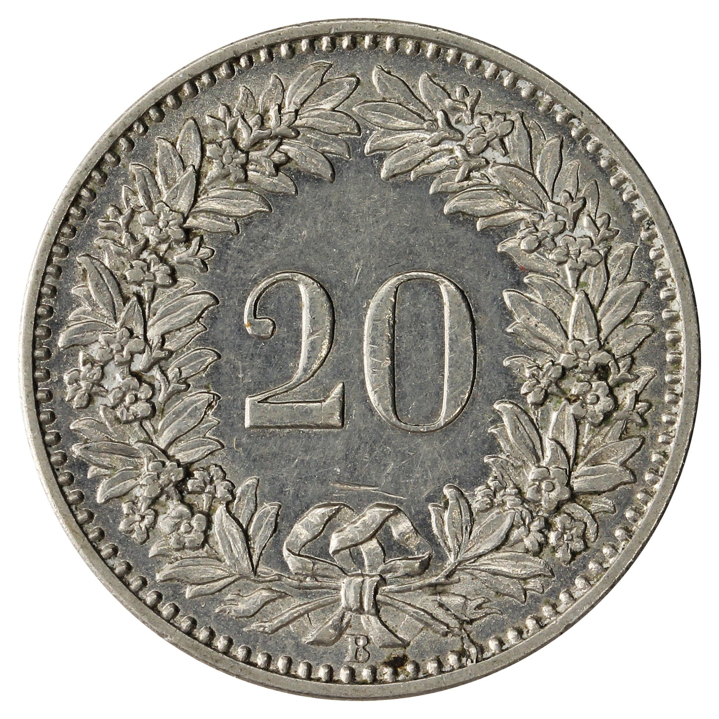 Switzerland 1899B 20 Rappen Almost Uncirculated (AU50) $